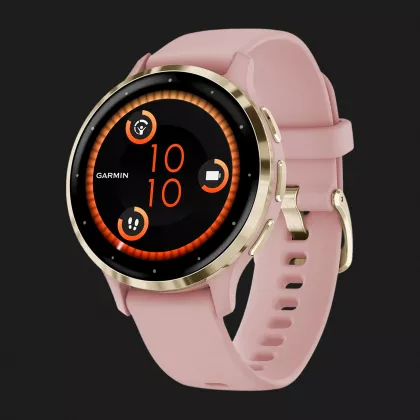 Garmin Venu 3S Soft Gold Stainless Steel Bezel with Dust Rose Case and Silicone Band